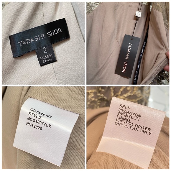 TADASHI SHOJI TOMETI tan gold green EMBROIDERED TULLE GOWN v-neck maxi dress - Picture 12 of 14